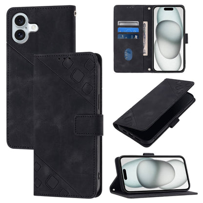 Skin-feel Embossed Leather Phone Case, For iPhone SE 2024, For iPhone 16 Pro Max, For iPhone 16 Pro, For iPhone 16 Plus