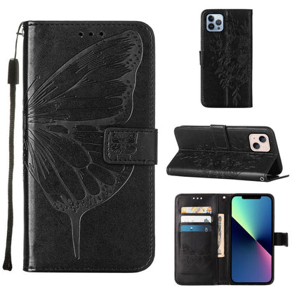 Embossed Butterfly Leather Phone Case, For iPhone 15 Pro Max, For iPhone 15 Pro, For iPhone 15 Plus