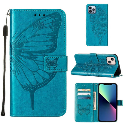 Embossed Butterfly Leather Phone Case, For iPhone 15 Pro Max, For iPhone 15 Pro, For iPhone 15 Plus