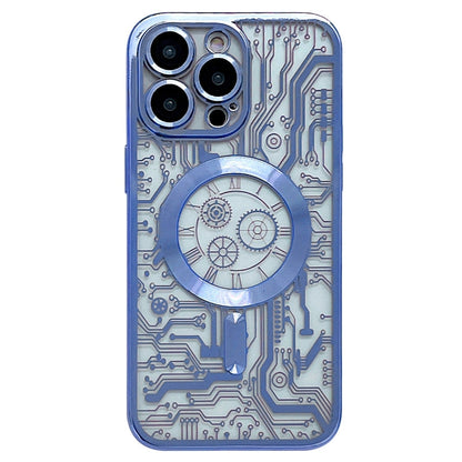 Electroplated Circuit Board Pattern MagSafe Phone Case, For iPhone 14 Pro Max, For iPhone 13 Pro Max, For iPhone 13 Pro