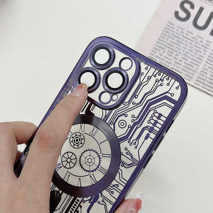 Electroplated Circuit Board Pattern MagSafe Phone Case, For iPhone 14 Plus, For iPhone 14, For iPhone 14 Pro