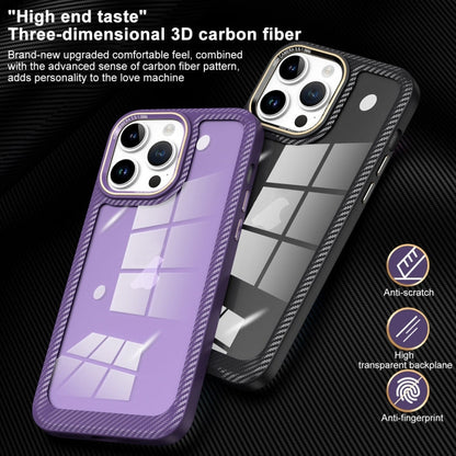 Carbon Fiber Transparent Back Panel Phone Case, For iPhone 11 Pro Max, For iPhone 11