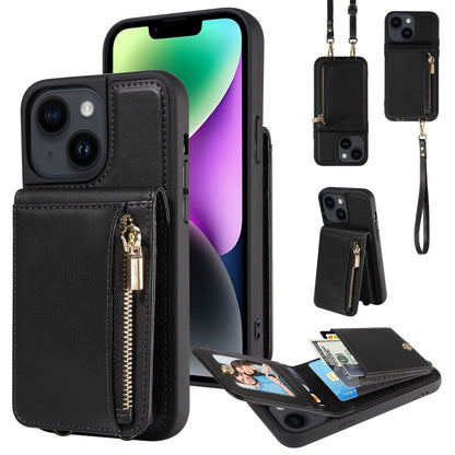 Crossbody Lanyard Zipper Wallet Leather Phone Case, For iPhone 14 Plus, For iPhone 14, For iPhone 14 Pro, For iPhone 14 Pro Max
