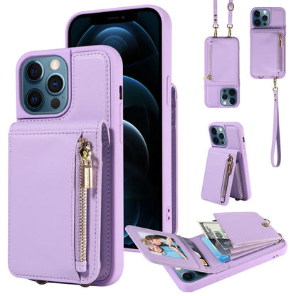 Crossbody Lanyard Zipper Wallet Leather Phone Case, For iPhone 12 / 12 Pro, For iPhone 12 Pro Max, For iPhone 11 Pro Max, For iPhone 11