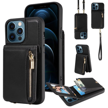 Crossbody Lanyard Zipper Wallet Leather Phone Case, For iPhone 12 / 12 Pro, For iPhone 12 Pro Max, For iPhone 11 Pro Max, For iPhone 11