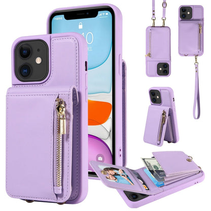 Crossbody Lanyard Zipper Wallet Leather Phone Case, For iPhone 12 / 12 Pro, For iPhone 12 Pro Max, For iPhone 11 Pro Max, For iPhone 11