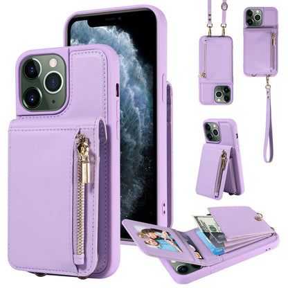 Crossbody Lanyard Zipper Wallet Leather Phone Case, For iPhone 12 / 12 Pro, For iPhone 12 Pro Max, For iPhone 11 Pro Max, For iPhone 11