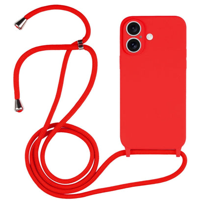 Crossbody Lanyard Liquid Silicone Case, For iPhone 16 Plus