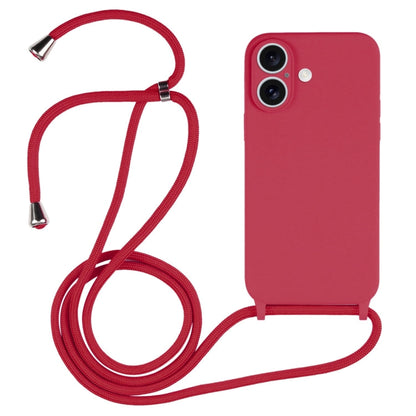 Crossbody Lanyard Liquid Silicone Case, For iPhone 16 Plus