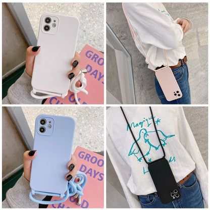 Crossbody Lanyard Liquid Silicone Case, For iPhone 16