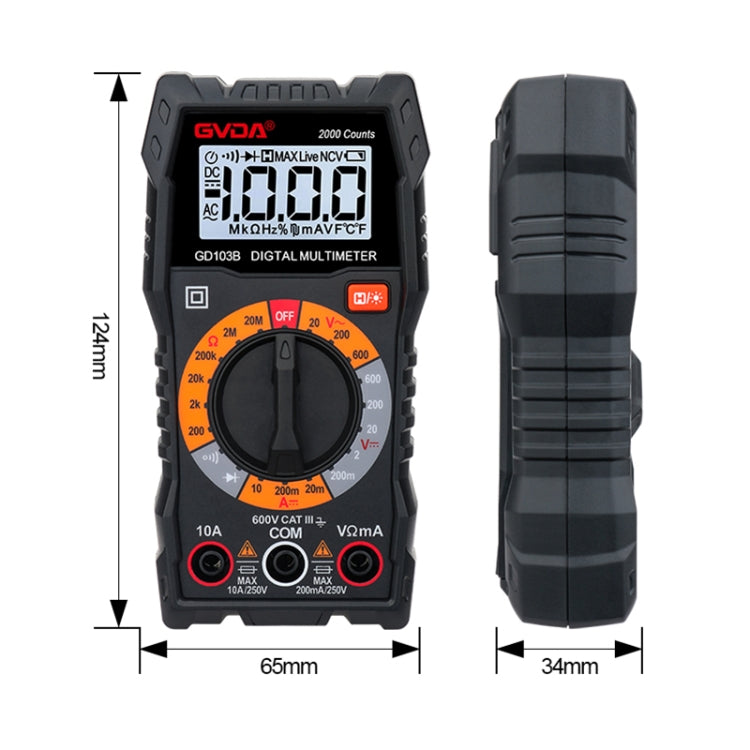 GVDA GD103B Multifunctional Digital Multimeter DMM Voltmeter, GD103B