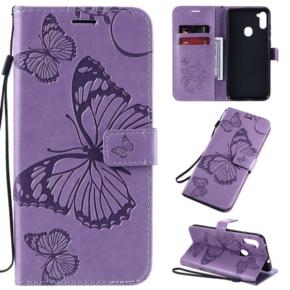 3D Butterflies Embossing Pattern Horizontal Flip Leather Case with Holder & Card Slot & Wallet, For Samsung Galaxy A11, For Samsung Galaxy A21s, For Samsung Galaxy A31
