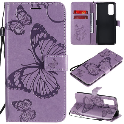 3D Butterflies Embossing Pattern Horizontal Flip Leather Case with Holder & Card Slot & Wallet, For Huawei Honor 30, For Huawei Honor Play 4T Pro
