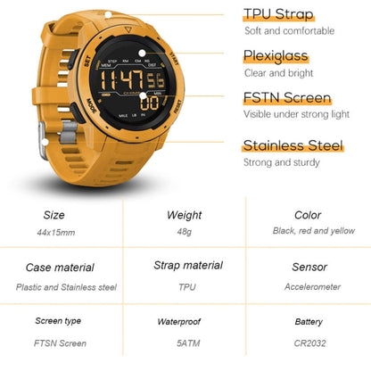 SPOVAN P100 LED Luminous Pedometer Multifunctional Sports Electronic Watch