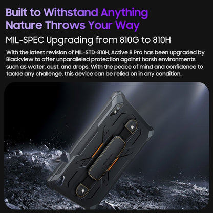 Blackview Active 8 Pro 4G Rugged Tablet, 10.36 inch 8GB+256GB Android 14 MT6789 Octa Core Support Dual SIM, Global Version with Google Play, EU Plug, Active 8 Pro