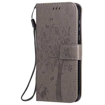 Tree & Cat Embossed Pattern Horizontal Flip Leather Case with Holder & Card Slots & Wallet & Lanyard, For Motorola Moto G8 Power, For OPPO Realme 6