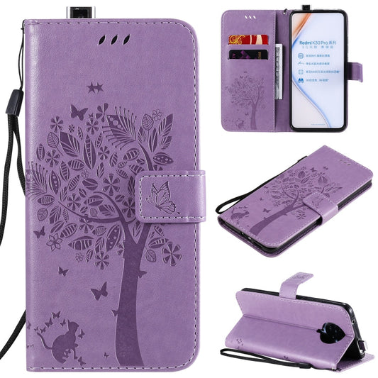 Tree & Cat Embossed Pattern Horizontal Flip Leather Case with Holder & Card Slots & Wallet & Lanyard, For Xiaomi Redmi K30 Pro, For Huawei Nova 7 Pro