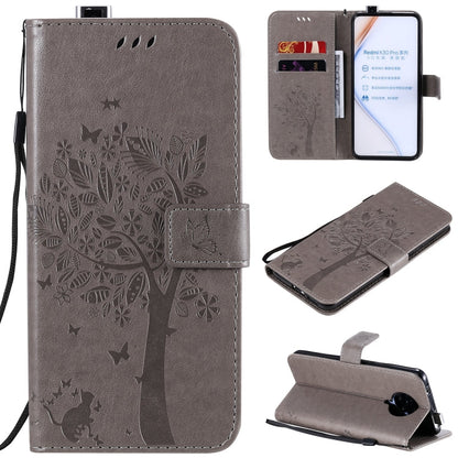 Tree & Cat Embossed Pattern Horizontal Flip Leather Case with Holder & Card Slots & Wallet & Lanyard, For Xiaomi Redmi K30 Pro, For Huawei Nova 7 Pro