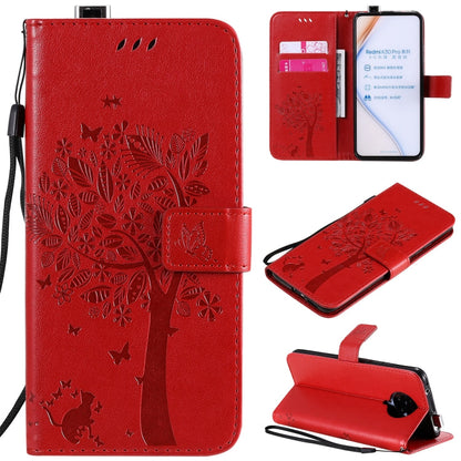 Tree & Cat Embossed Pattern Horizontal Flip Leather Case with Holder & Card Slots & Wallet & Lanyard, For Xiaomi Redmi K30 Pro, For Huawei Nova 7 Pro