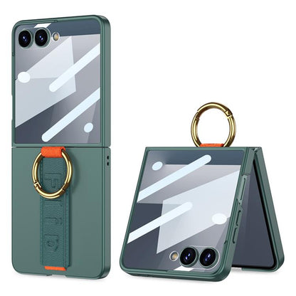 GKK Integrated Ultrathin Shockproof Phone Case with Ring Wrist Strap, For Samsung Galaxy Z Flip7 5G, For Samsung Galaxy Z Flip6, For Samsung Galaxy Z Flip5, For Samsung Galaxy Z Flip4 5G, For Samsung Galaxy Z Flip3 5G