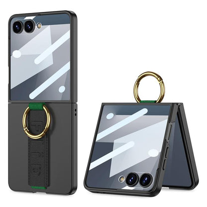 GKK Integrated Ultrathin Shockproof Phone Case with Ring Wrist Strap, For Samsung Galaxy Z Flip7 5G, For Samsung Galaxy Z Flip6, For Samsung Galaxy Z Flip5, For Samsung Galaxy Z Flip4 5G, For Samsung Galaxy Z Flip3 5G
