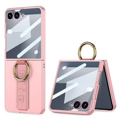 GKK Integrated Ultrathin Shockproof Phone Case with Ring Wrist Strap, For Samsung Galaxy Z Flip7 5G, For Samsung Galaxy Z Flip6, For Samsung Galaxy Z Flip5, For Samsung Galaxy Z Flip4 5G, For Samsung Galaxy Z Flip3 5G
