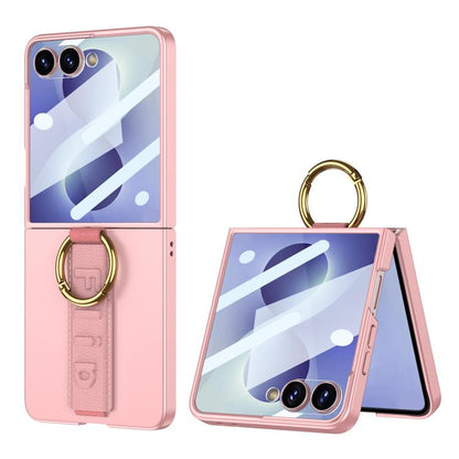 GKK Integrated Ultrathin Shockproof Phone Case with Ring Wrist Strap, For Samsung Galaxy Z Flip7 5G, For Samsung Galaxy Z Flip6, For Samsung Galaxy Z Flip5, For Samsung Galaxy Z Flip4 5G, For Samsung Galaxy Z Flip3 5G