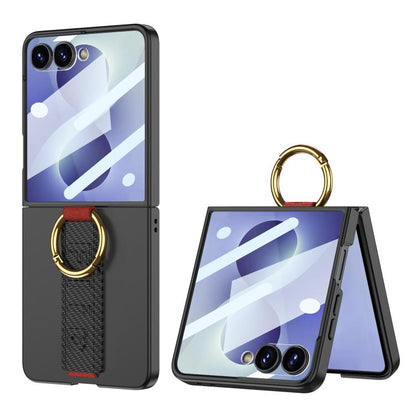 GKK Integrated Ultrathin Shockproof Phone Case with Ring Wrist Strap, For Samsung Galaxy Z Flip7 5G, For Samsung Galaxy Z Flip6, For Samsung Galaxy Z Flip5, For Samsung Galaxy Z Flip4 5G, For Samsung Galaxy Z Flip3 5G