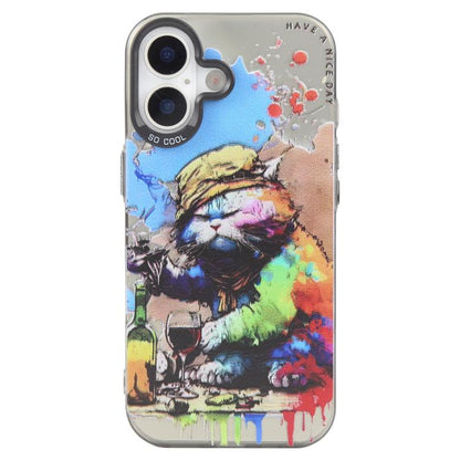 Animal Pattern Oil Painting Series PC + TPU Phone Case, For iPhone 16 Plus