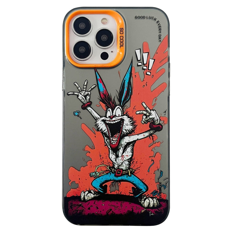 Double Layer Color Silver Series Animal Oil Painting Phone Case, For iPhone 14 Pro Max