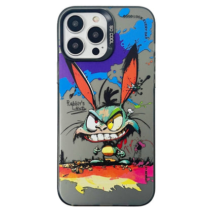 Double Layer Color Silver Series Animal Oil Painting Phone Case, For iPhone 13 Pro