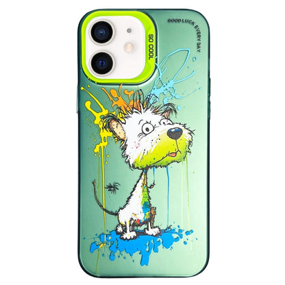 Double Layer Color Silver Series Animal Oil Painting Phone Case, For iPhone 11