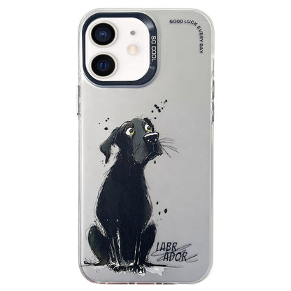 Double Layer Color Silver Series Animal Oil Painting Phone Case, For iPhone 11