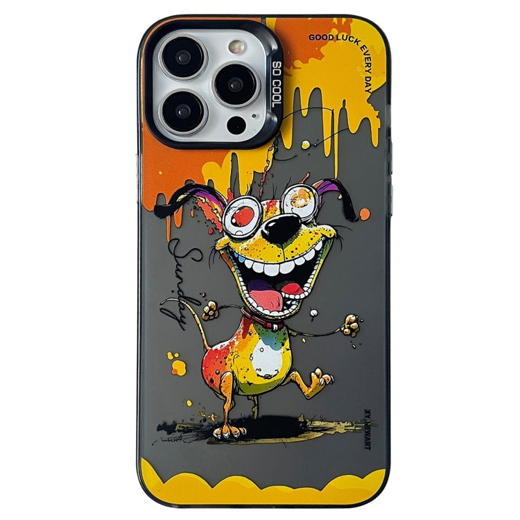 Double Layer Color Silver Series Animal Oil Painting Phone Case, For iPhone 15 Pro