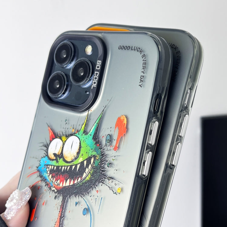 Double Layer Color Silver Series Animal Oil Painting Phone Case, For iPhone 14 Pro Max