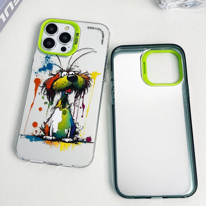Double Layer Color Silver Series Animal Oil Painting Phone Case, For iPhone 15