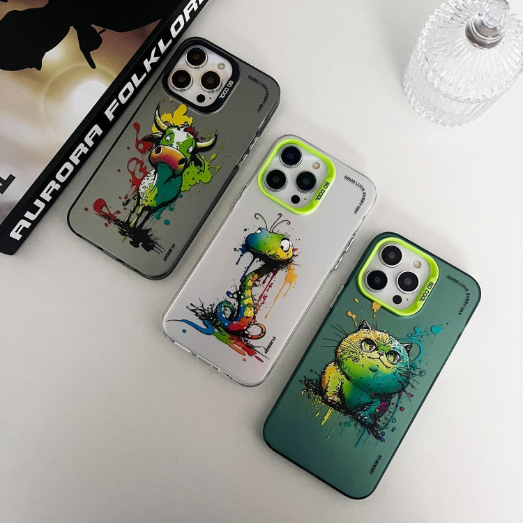 Double Layer Color Silver Series Animal Oil Painting Phone Case, For iPhone 12 Pro