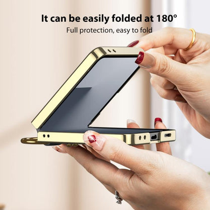 GKK Integrated Plating Diamond Texture PU Phone Case with Ring, For Samsung Galaxy Z Flip7 5G, For Samsung Galaxy Z Flip5