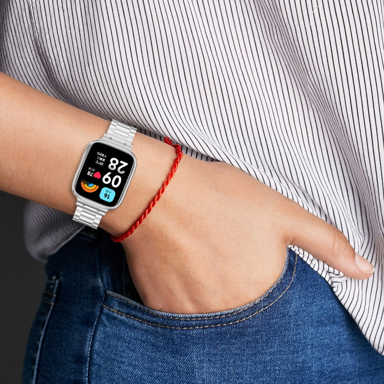 2 in 1 Three-bead Metal Watch Band with Watch Frame, For Redmi Watch 3 Lite / Watch 3 Active