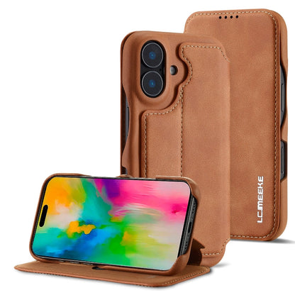 LC.IMEEKE Hon Ancient Series Flip Leather Phone Case, For iPhone 16 Pro Max, For iPhone 16 Pro, For iPhone 16 Plus, For iPhone 16
