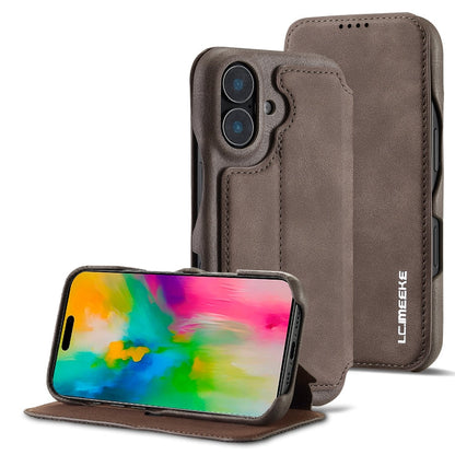 LC.IMEEKE Hon Ancient Series Flip Leather Phone Case, For iPhone 16 Pro Max, For iPhone 16 Pro, For iPhone 16 Plus, For iPhone 16
