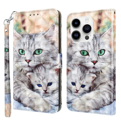 3D Painted Leather Phone Case, For iPhone 15 Pro Max, For iPhone 15 Pro