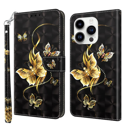 3D Painted Leather Phone Case, For iPhone 15 Pro Max, For iPhone 15 Pro