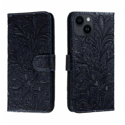 Lace Flower Embossing Flip Leather Phone Case, For iPhone 15