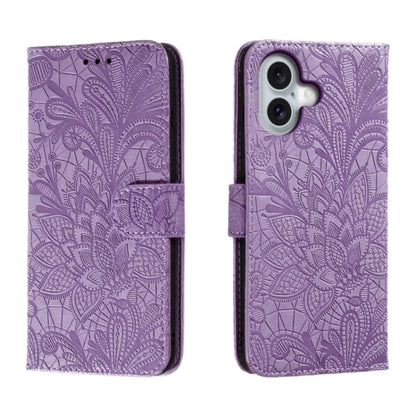 Lace Flower Embossing Flip Leather Phone Case, For iPhone 16, For iPhone 15 Pro Max, For iPhone 15 Pro, For iPhone 15 Plus