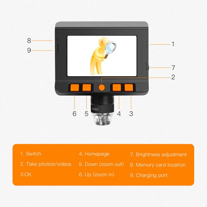 P110 50X-1000X Desktop Electronic Digital Microscope with 4.3 inch Screen, P110