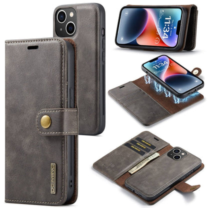 DG.MING Crazy Horse Texture Detachable Magnetic Leather Phone Case, For iPhone 15