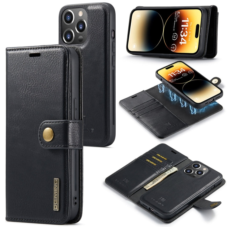 DG.MING Crazy Horse Texture Detachable Magnetic Leather Phone Case, For iPhone 16, For iPhone 15 Pro Max, For iPhone 15 Pro, For iPhone 15 Plus