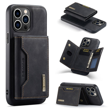 DG.MING M2 Series 3-Fold Card Bag Wallet Leather Phone Case, For iPhone 16, For iPhone 15 Pro Max, For iPhone 15 Pro, For iPhone 15 Plus