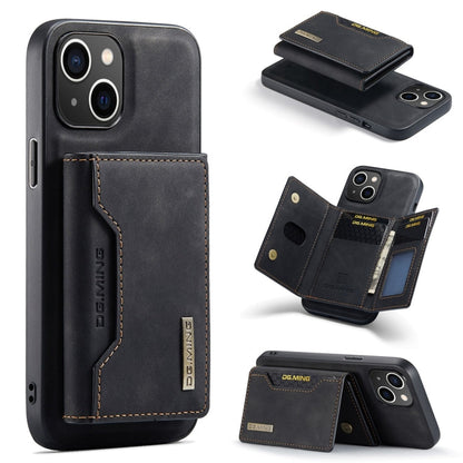 DG.MING M2 Series 3-Fold Card Bag Wallet Leather Phone Case, For iPhone 16, For iPhone 15 Pro Max, For iPhone 15 Pro, For iPhone 15 Plus